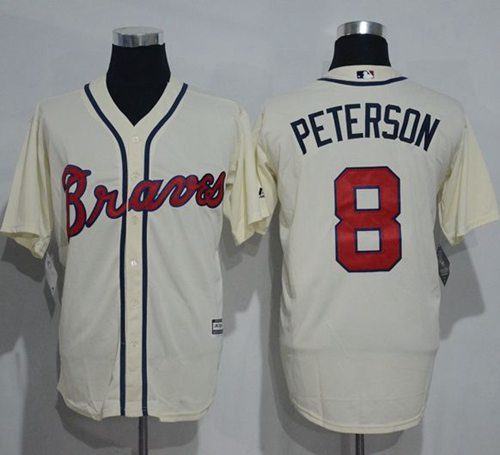 Braves #8 Jace Peterson Cream New Cool Base Stitched MLB Jersey - Click Image to Close
